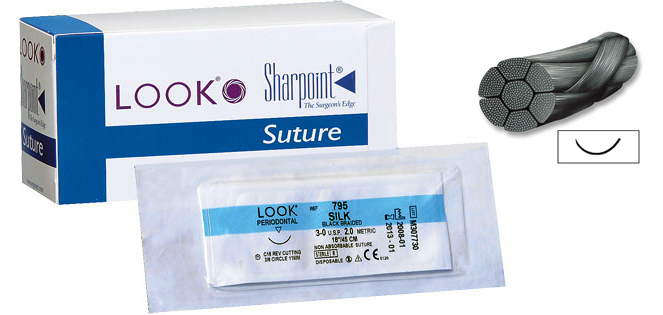 Look - Black Silk - Surgical Suture - Non-Absorbable - Click Image to Close